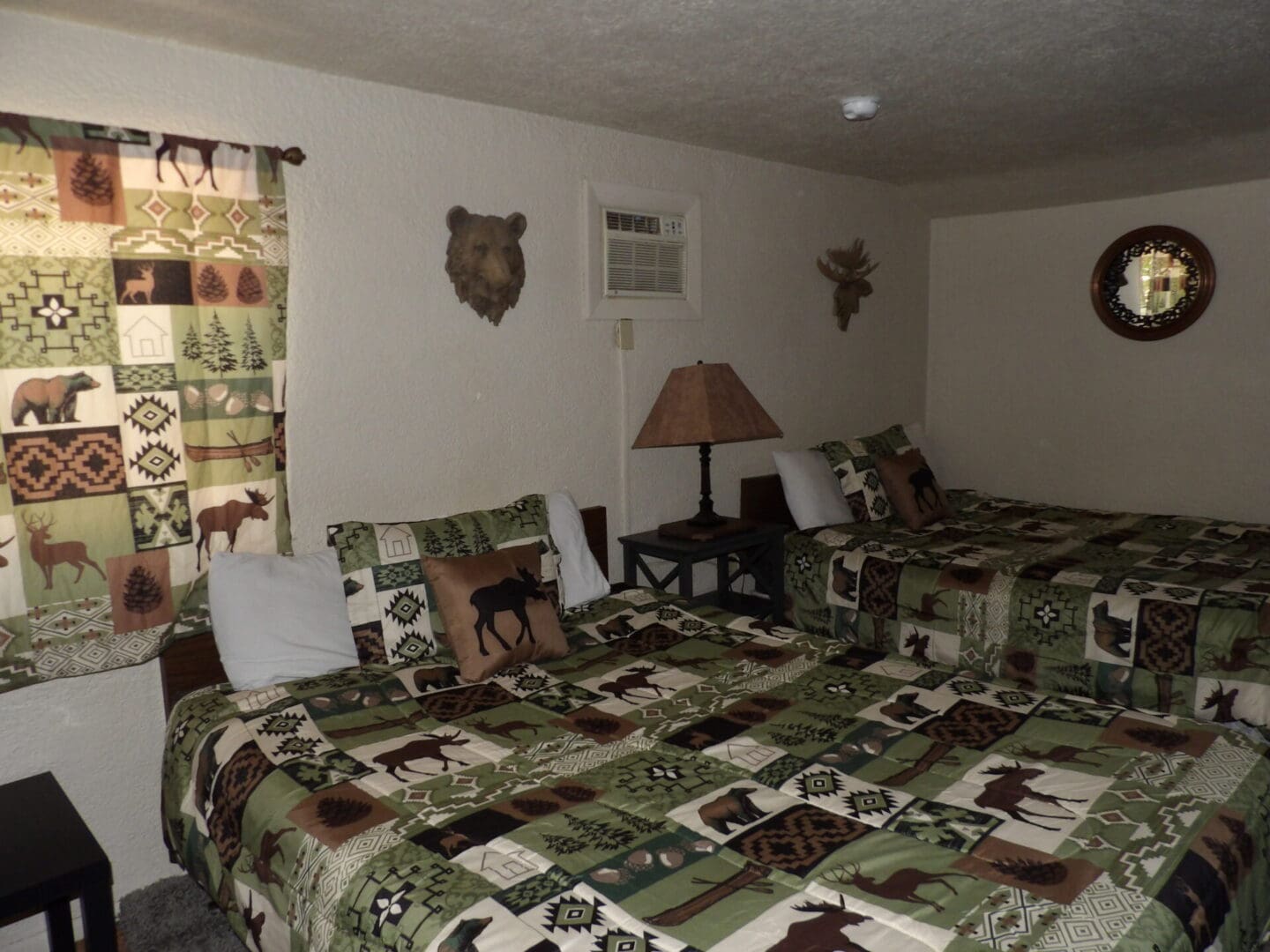 bedroom with moose and bear theme